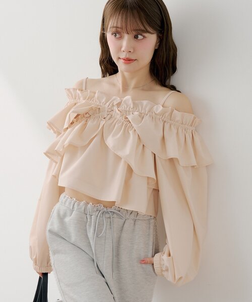 ボリュームフリルオフショル2wayブラウス ボリュームフリルオフショル2wayブラウス(シャツ・ブラウス)｜トップス