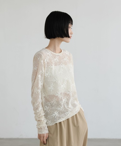 LOWRYS FARM（ローリーズファーム） tシャツ フロッキーレースプル