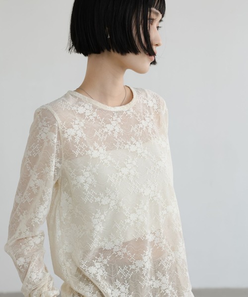 LOWRYS FARM（ローリーズファーム） tシャツ フロッキーレースプル