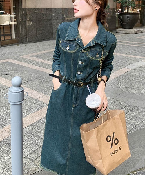 「gossip!ロサンゼルス」 シャツワンピース S インディゴブルー レディース_画像4