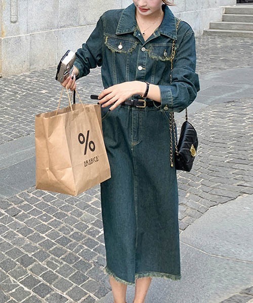 「gossip!ロサンゼルス」 シャツワンピース S インディゴブルー レディース_画像6