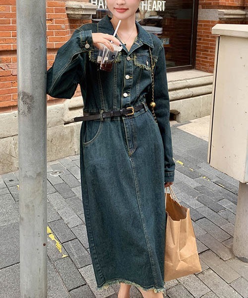 「gossip!ロサンゼルス」 シャツワンピース S インディゴブルー レディース_画像8