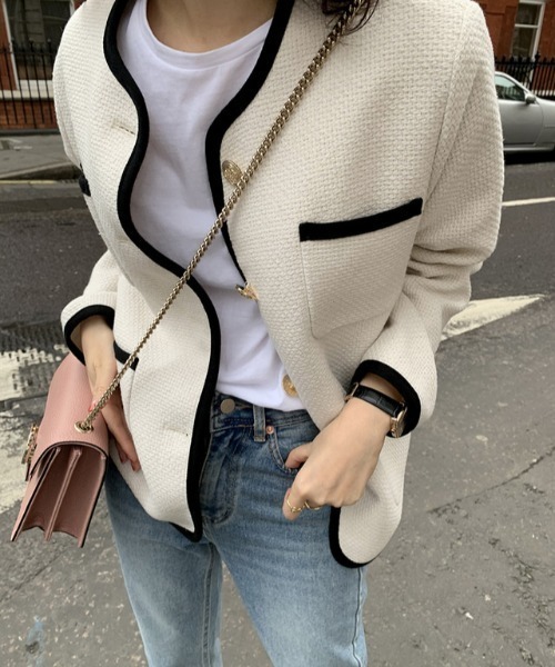 「by muni:r」 ノーカラージャケット FREE ブラック レディース_画像5