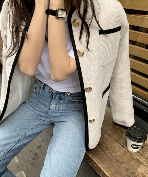 「by muni:r」 ノーカラージャケット FREE ブラック レディース_画像6