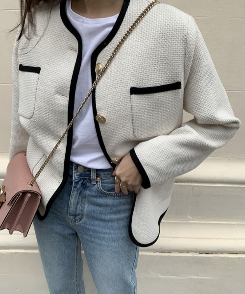 「by muni:r」 ノーカラージャケット FREE ブラック レディース_画像9