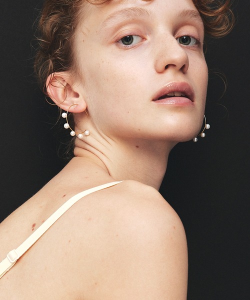 ピアス 「les bon bon」flotter pearl hoop pierce S/フロテ パール フープ ピアス S 両耳 BOB911の画像