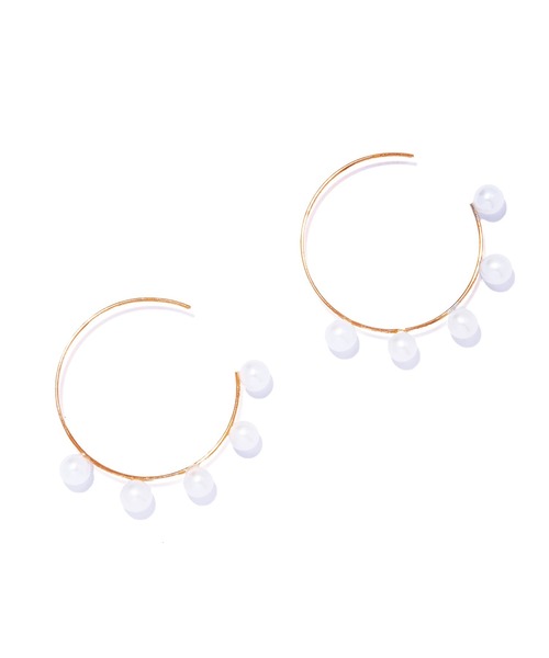 ピアス 「les bon bon」flotter pearl hoop pierce S/フロテ パール フープ ピアス S 両耳 BOB911の画像