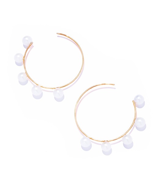 ピアス 「les bon bon」flotter pearl hoop pierce S/フロテ パール フープ ピアス S 両耳 BOB911の画像