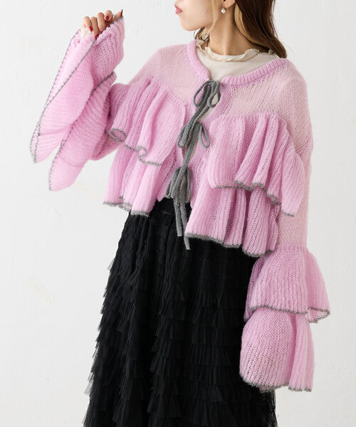 「w closet」 ニットカーディガン FREE ネイビー レディース_画像2
