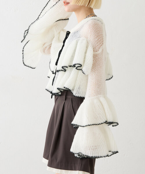 「w closet」 ニットカーディガン FREE ネイビー レディース_画像6