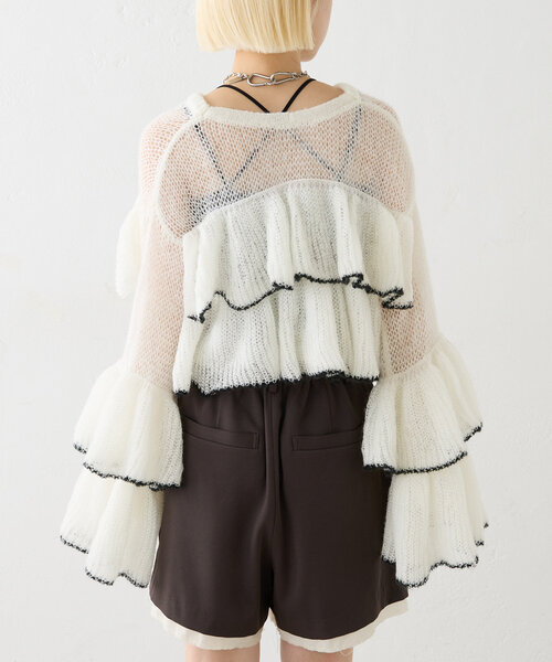 「w closet」 ニットカーディガン FREE ネイビー レディース_画像7