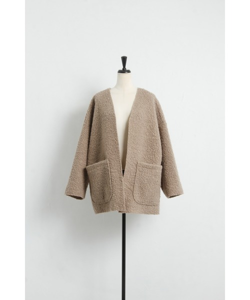 「&. NOSTALGIA」 ノーカラージャケット FREE グレイッシュベージュ レディース_画像5