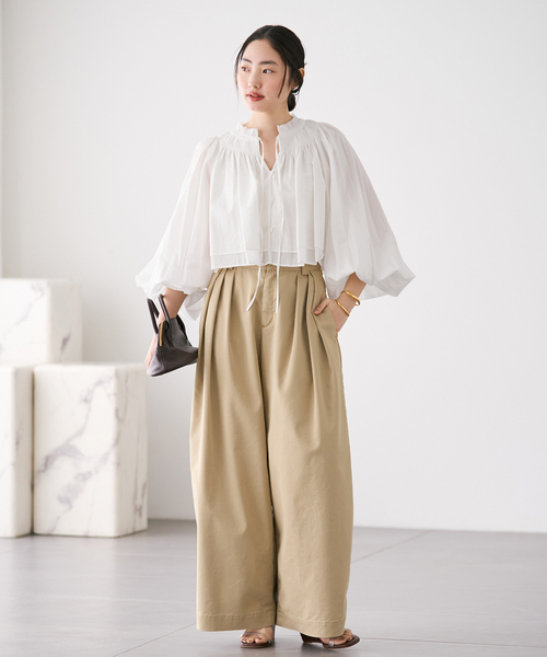 シャツ/ブラウス(長袖/七分) Shirring Blouse SHIPS（シップス） シャツ ブラウス シャーリング7分袖ブラウス