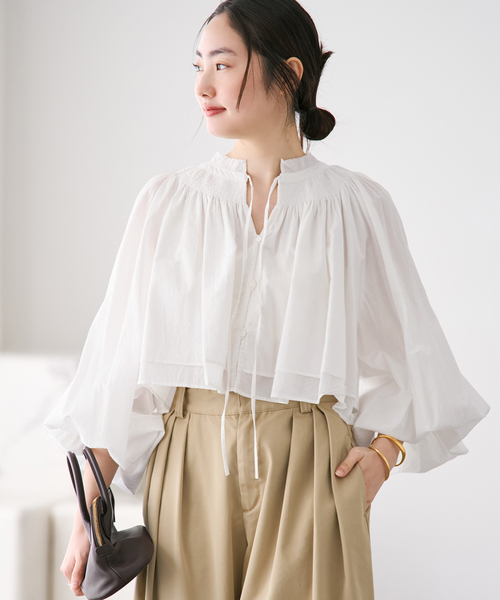plage（プラージュ） ブラウス シャツ IND VOIL SHIRRING ブラウス