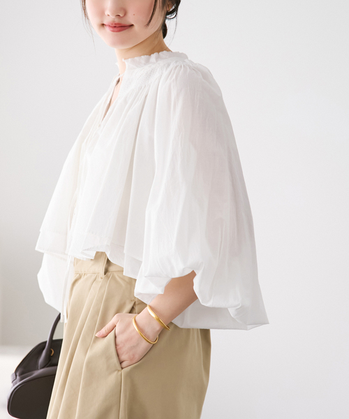 plage（プラージュ） ブラウス シャツ IND VOIL SHIRRING ブラウス