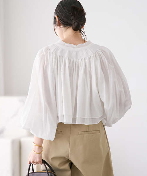 plage（プラージュ） ブラウス シャツ IND VOIL SHIRRING ブラウス
