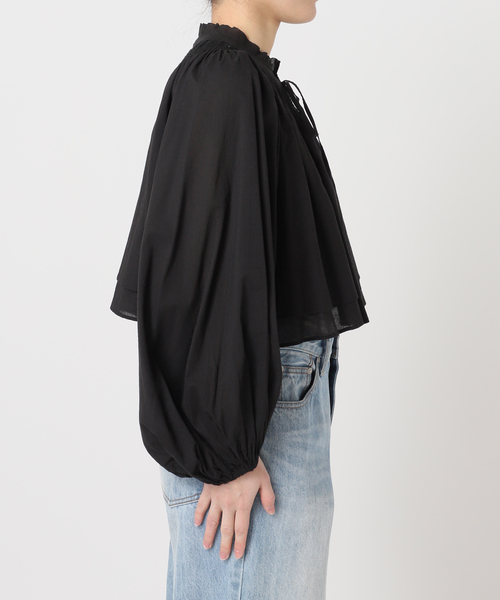 【新品未使用Plage】IND VOIL SHIRRING ブラウス ブラック plage（プラージュ） ブラウス シャツ IND VOIL SHIRRING ブラウス