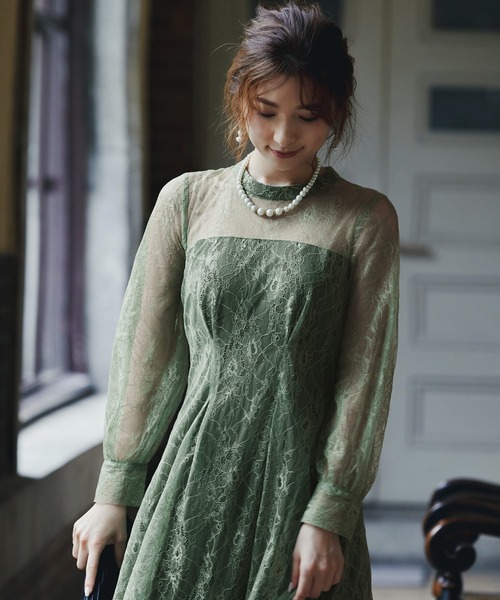 「niana」 長袖ワンピース M ライトグリーン レディースの画像