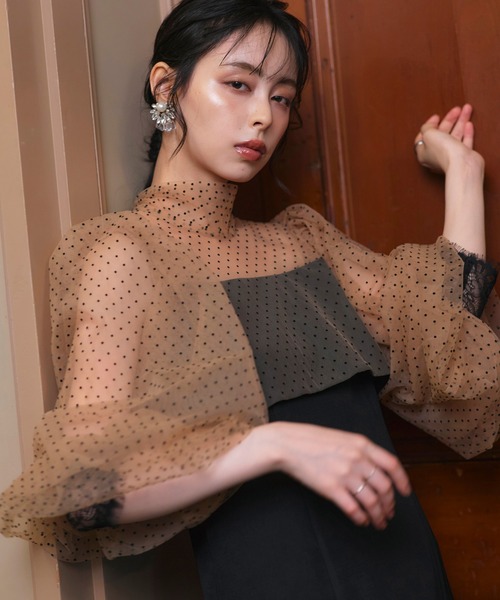 「RUIRUE BOUTIQUE」 長袖ワンピース M ブラック×グレー レディース_画像4