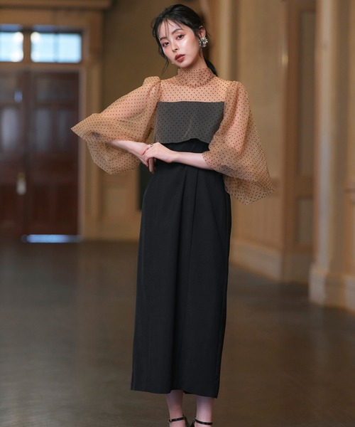 「RUIRUE BOUTIQUE」 長袖ワンピース M ブラック×グレー レディース_画像5