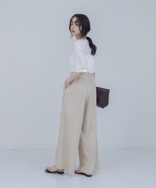 Eimee Law 馬プリント ワイドパンツ クリーム色 Eimee Law（エイミーロウ） ワイドパンツ パンツ ドレープフリル