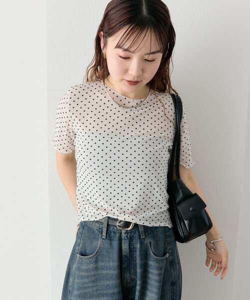 mystic（ミスティック） tシャツ 半袖 ドットシアーTOPS レディース