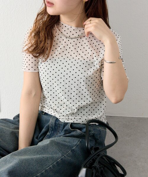 mystic（ミスティック） tシャツ 半袖 ドットシアーTOPS レディース