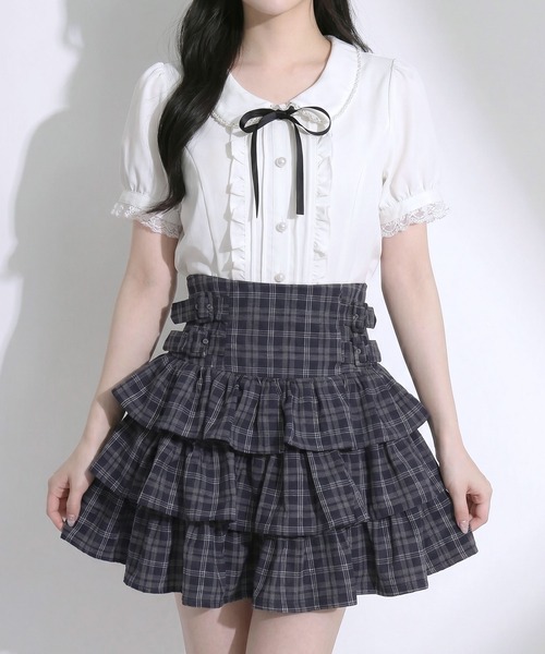 Lilymel（リリメル） スカート 夏 サイドバックルティアードミニ