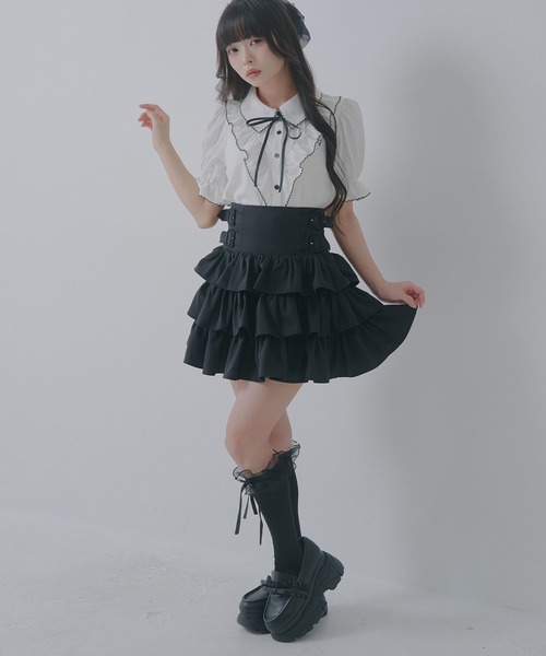 Lilymel（リリメル） スカート 夏 サイドバックルティアードミニ