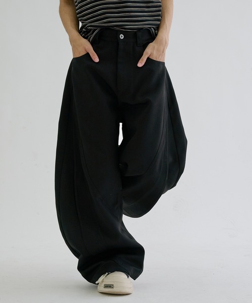 ワイドパンツ スラックス Switch seam flare slacks / スイッチシーム