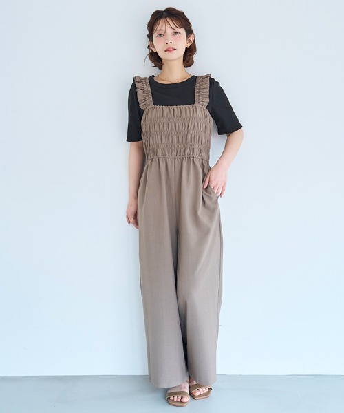 mil（ミル） サロペット オーバーオール シャーリング サロペット