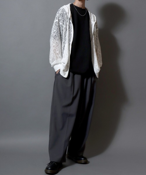 ANPAS（アンパス） パーカー Mesh-Look Sheer Double-Zip Hoodie