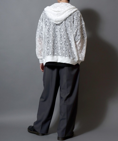 ANPAS（アンパス） パーカー Mesh-Look Sheer Double-Zip Hoodie
