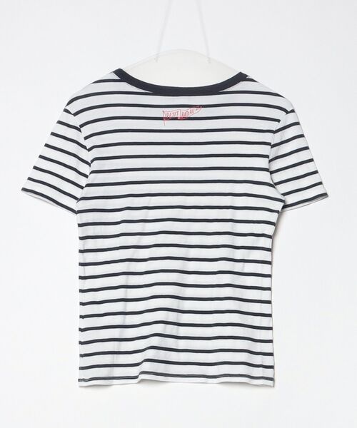 「PETIT BATEAU」 ボーダー柄半袖カットソー M ホワイト レディース_画像2