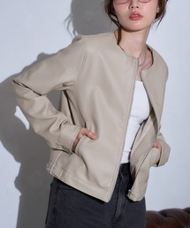 TRIANGLE PALETTE レザージャケット ライダース ノーカラーライダース