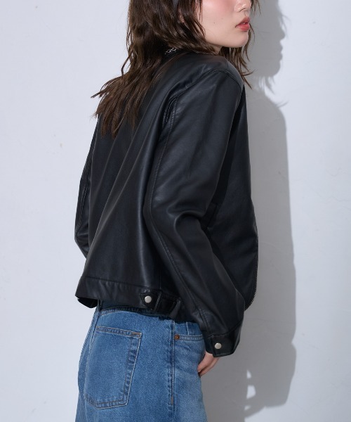 TRIANGLE PALETTE レザージャケット ライダース ノーカラーライダース