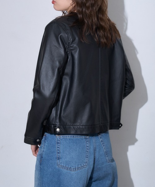 TRIANGLE PALETTE レザージャケット ライダース ノーカラーライダース