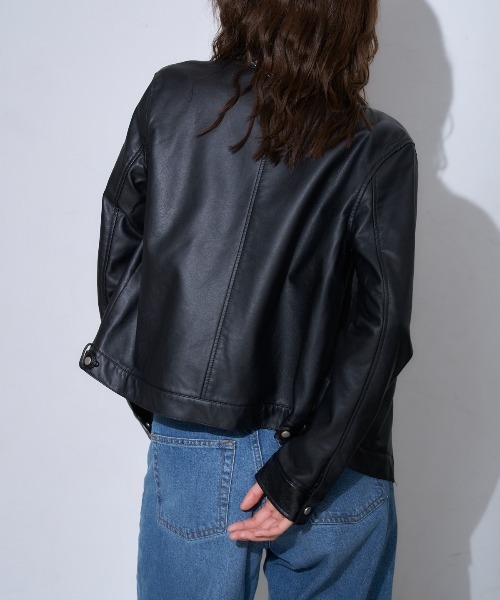 TRIANGLE PALETTE レザージャケット ライダース ノーカラーライダース