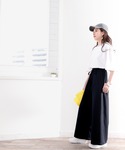 ワイドパンツ パンツ ふわり、たなびく。コット...の詳細画像2