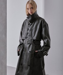 【新品】【Loose/ルース】ドレープオーバー ハイネックトレンチコート L Loose（ルース） トレンチコート コート モードオーバー ハイネック