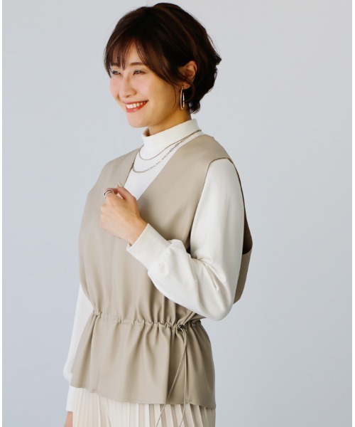 ベスト ジレ 大人の正解女っぽフェイクレザーベスト レディース
