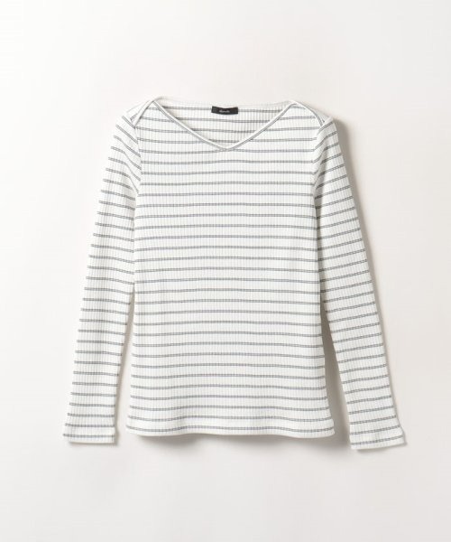 tシャツ フレンチネックボーダーリブプルオーバー レディース