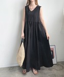 ワンピース リネンフレアロングワンピースの詳細画像5