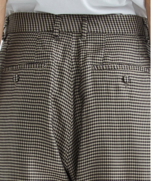 MATSUFUJI [ Herringbone Weave Check Wide Cargo Trousers