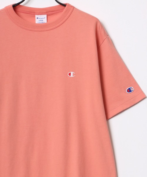 8SM1 champion ワンポイント刺繍　半袖Tシャツ　レッド　L 古着 Champion（チャンピオン） tシャツ コットンUSA ロゴワッペン ワン
