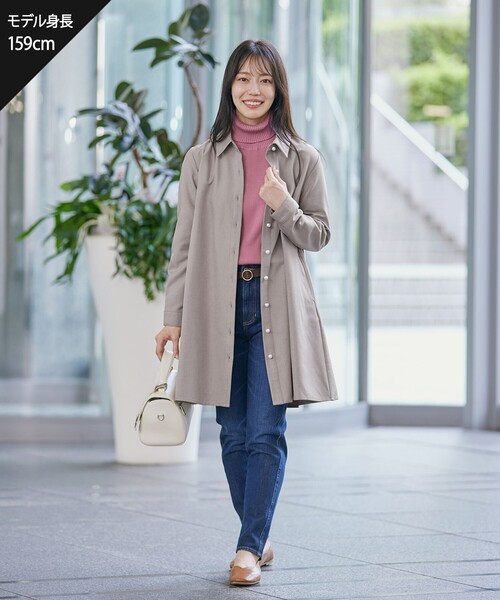 Tiaclasse ブラウス シャツ 「洗える」ウール調パールボタンシャツ