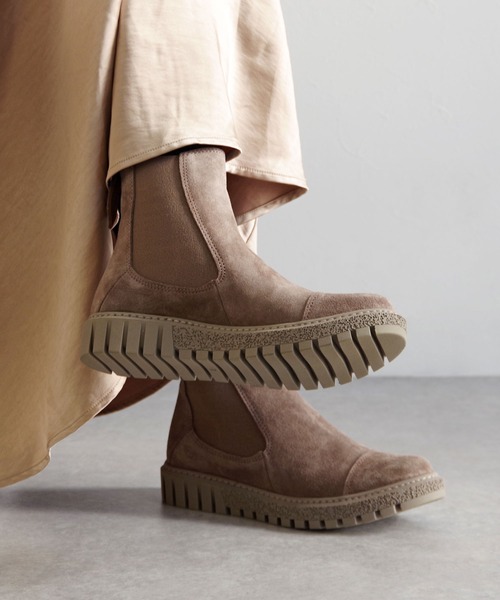 新品未使用♡sergio rossi スエード ブラウン ショートブーツ37 サヤ SAYA 5cm本革プラット製法ショートブーツ （レッドブラウン