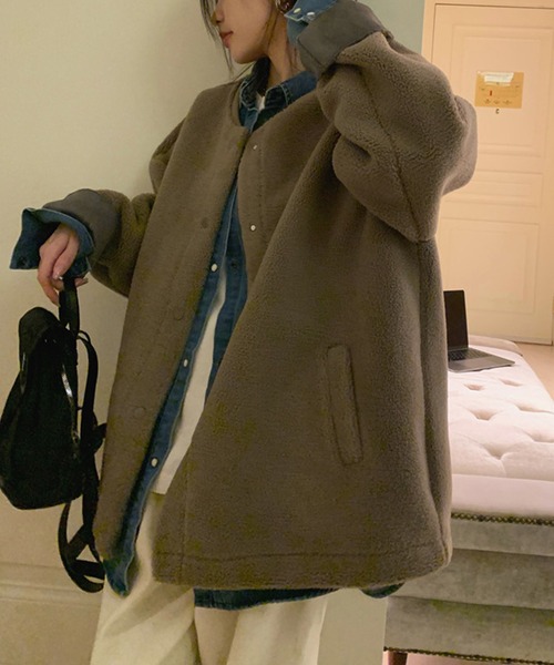 aimoha（アイモハ） ブルゾン アウター ノーカラーボアジャケット