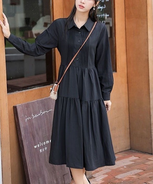 gossip!ロサンゼルス ワンピース ラペル フレアギャザーワンピース