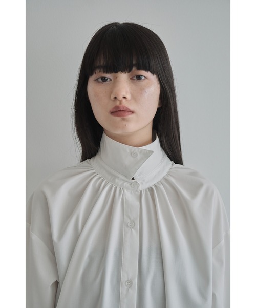 【Abor】ハイネックシャーリングオーバーシャツ High Neck Shirring Over Shirt – Abor